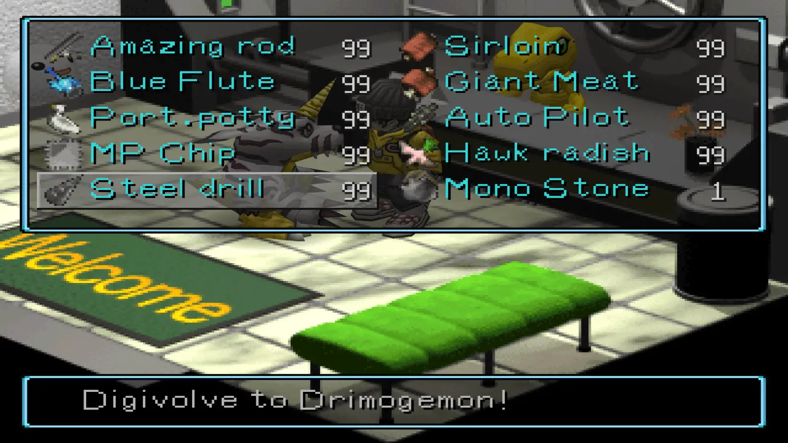 Digimon world 1 digivolution items
