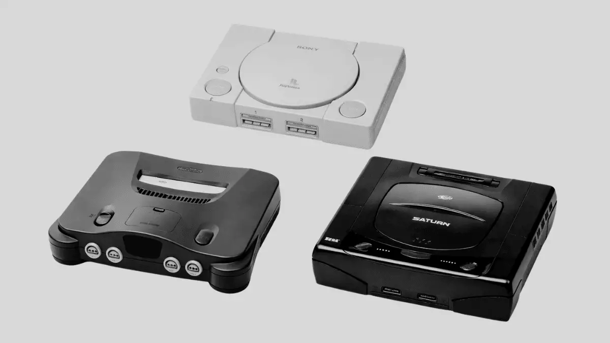 PlayStation 1, Sega Saturn, and Nintendo 64 consoles compared during the 3D era