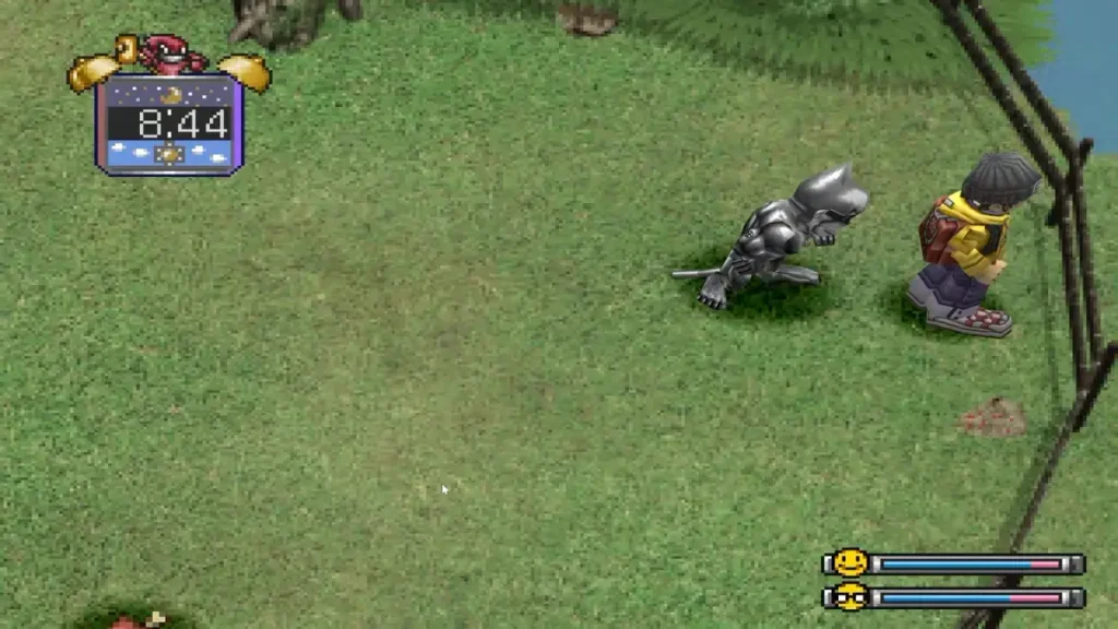 MetalEtemon standing with the player near the mysterious tree in Digimon World