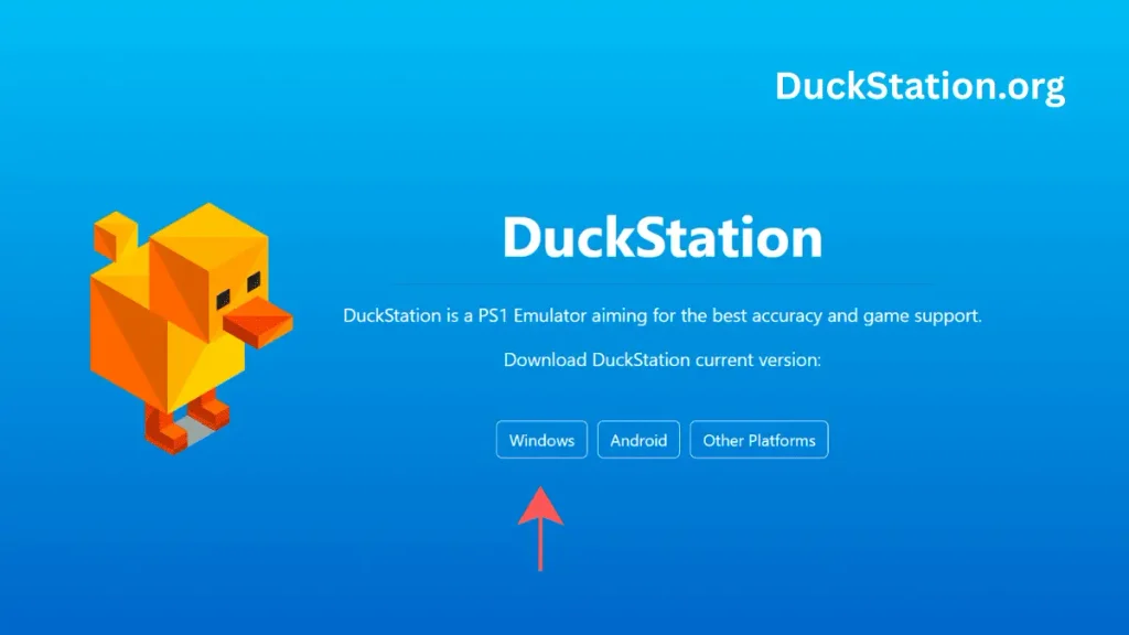 DuckStation Windows download page with installer and portable ZIP options