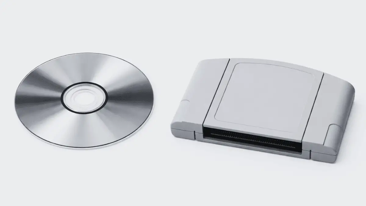 PlayStation CD and Nintendo 64 cartridge compared for storage and manufacturing