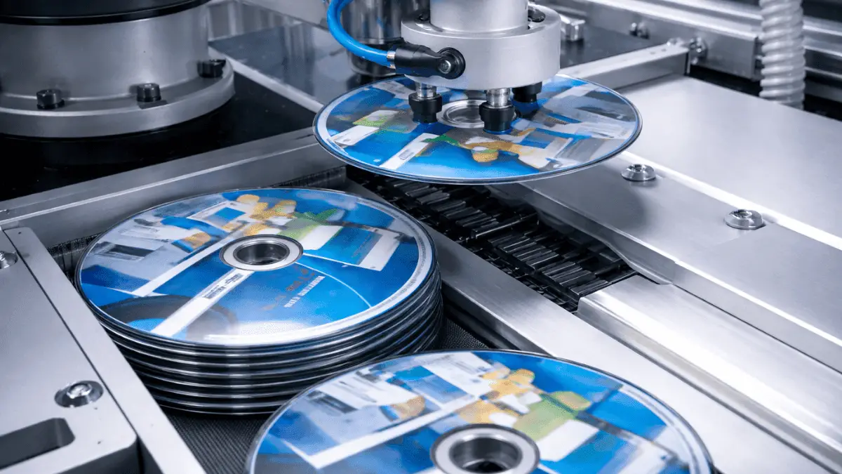 CD manufacturing line representing lower-cost PlayStation game production