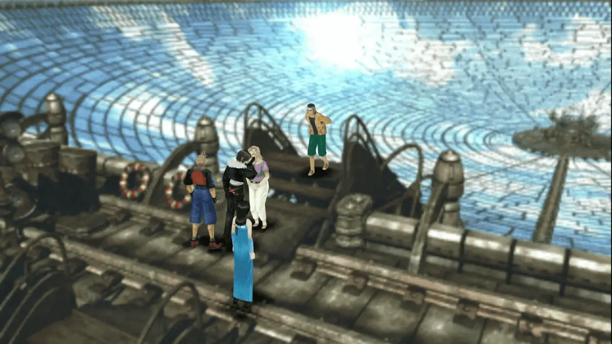Fishermans Horizon in Final Fantasy VIII with quiet walkways above the ocean