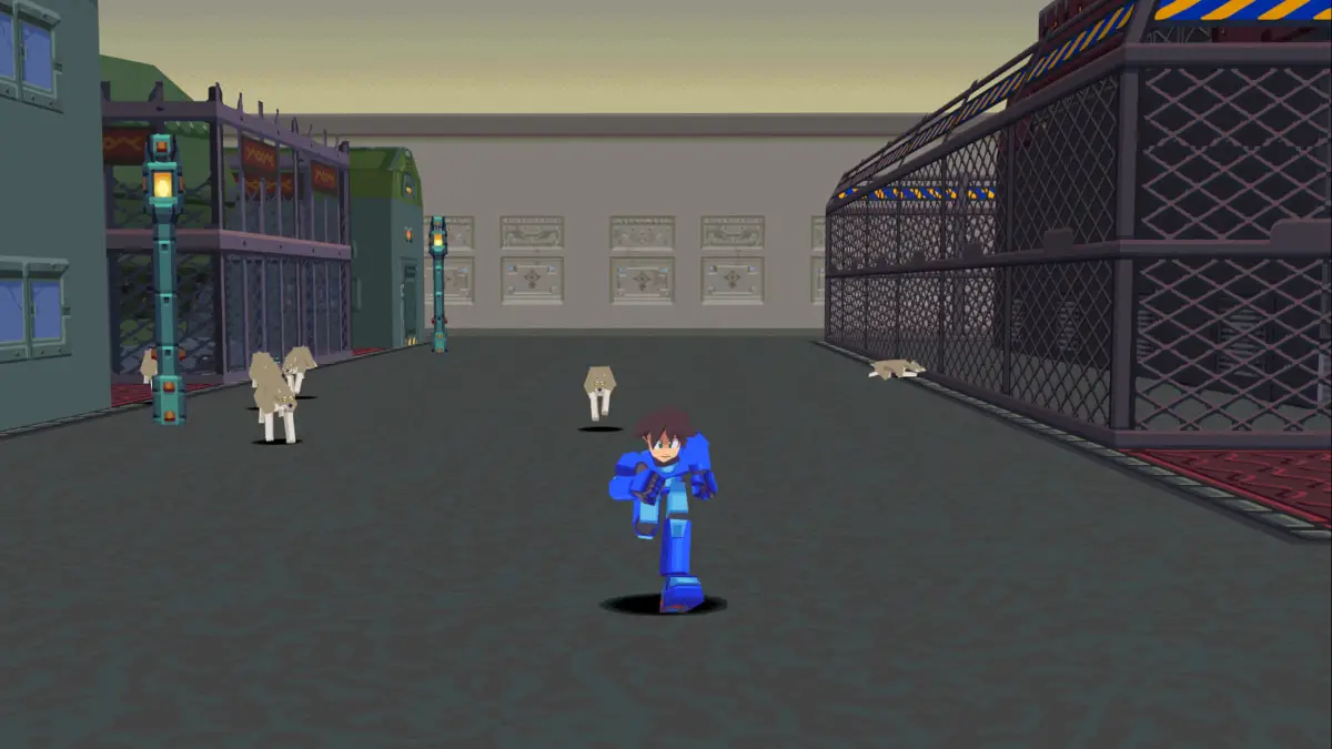 Old City dogs chasing MegaMan Volnutt in Mega Man Legends