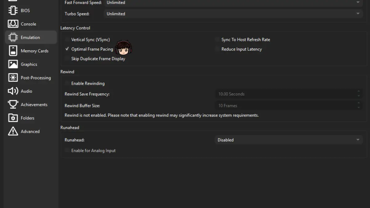DuckStation Optimal Frame Pacing setting for G-Sync and FreeSync displays