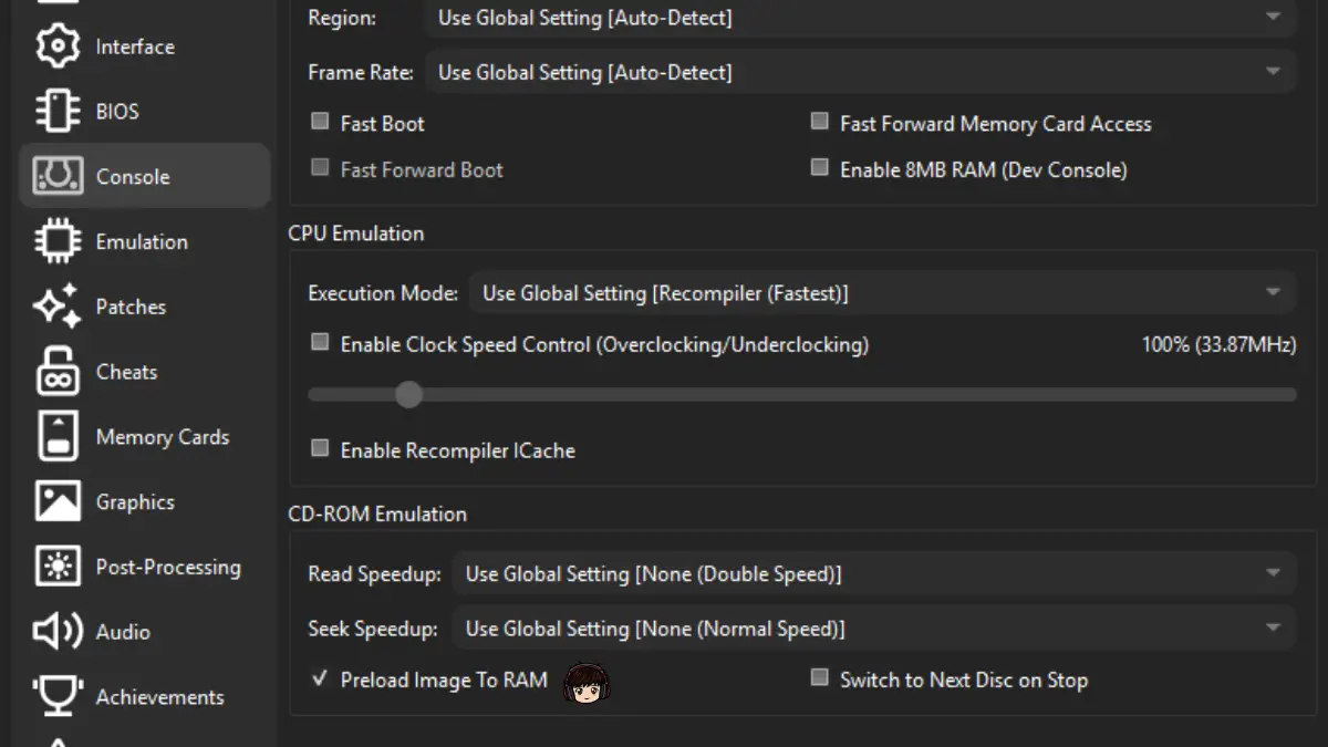DuckStation Preload Image to RAM setting in game properties