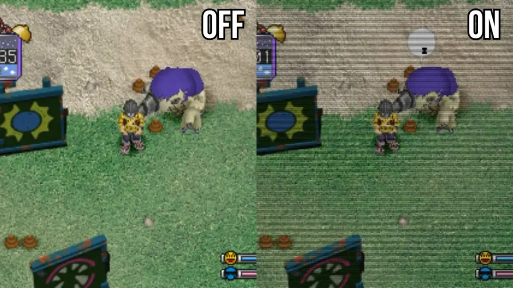 Digimon World using the Scanlines ABS shader in DuckStation