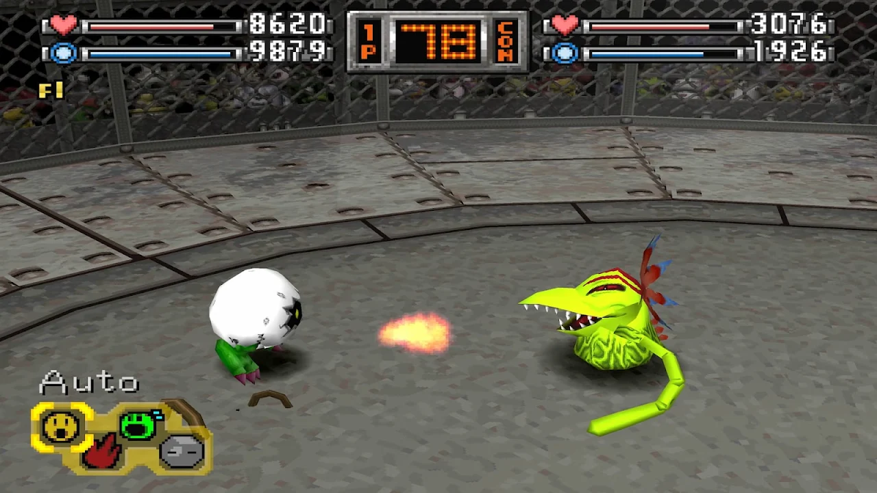 Spitfire fire tech animation in Digimon World 1